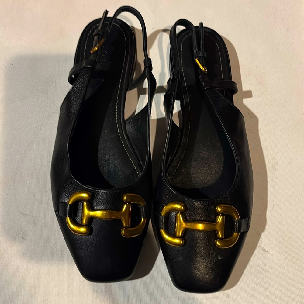 Boden Iris Snaffle slingback black leather flats Size 8 / 39